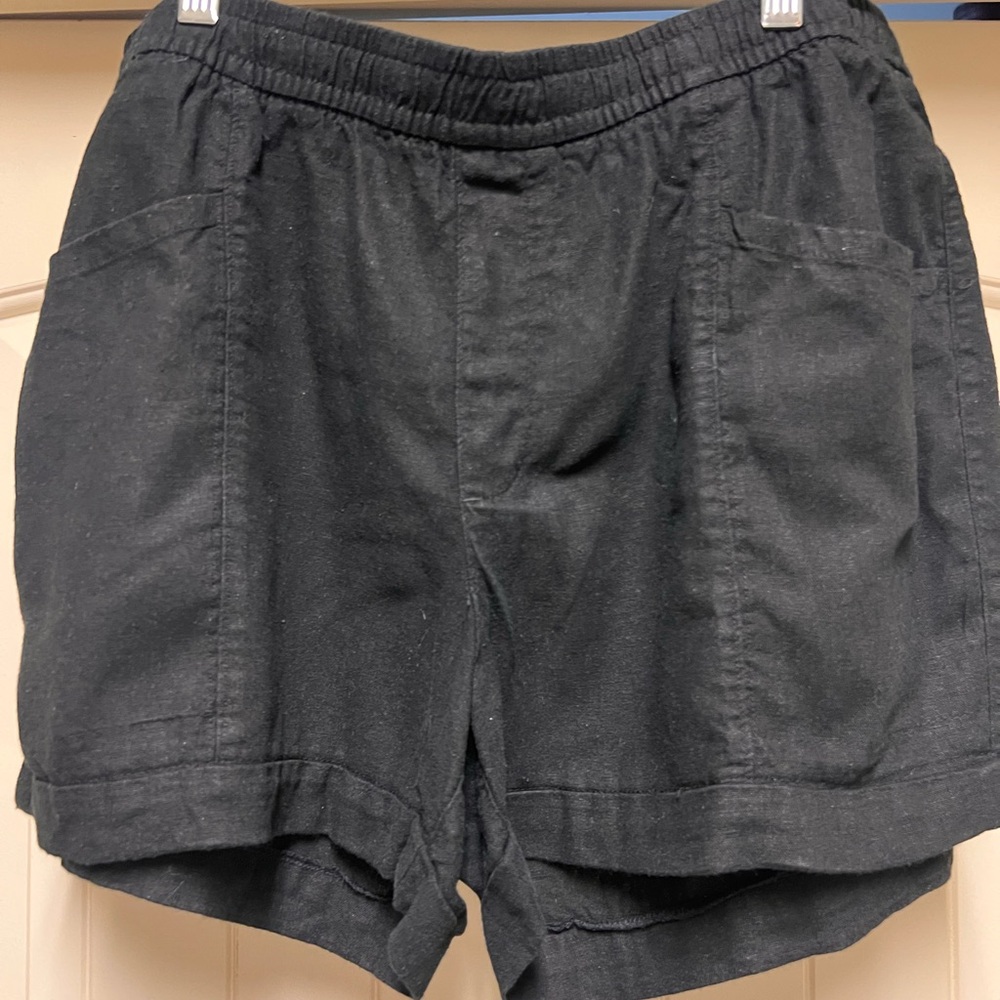 Old Navy Black High-Waist Linen-Blend Pull-On Shorts